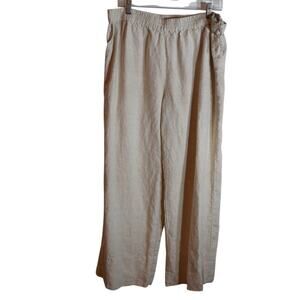 The Drop Women’s Linen Pants XL Natural Elastic Waist Wide Leg Casual